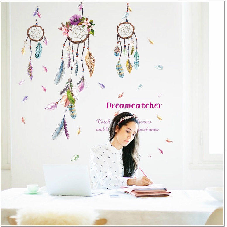 Tranh decal dán tường CHÙM ĐÈN &amp; DREAMCATCHER II trang trí phòng khách cho bé - Decal dán tường, Giấy dán tường