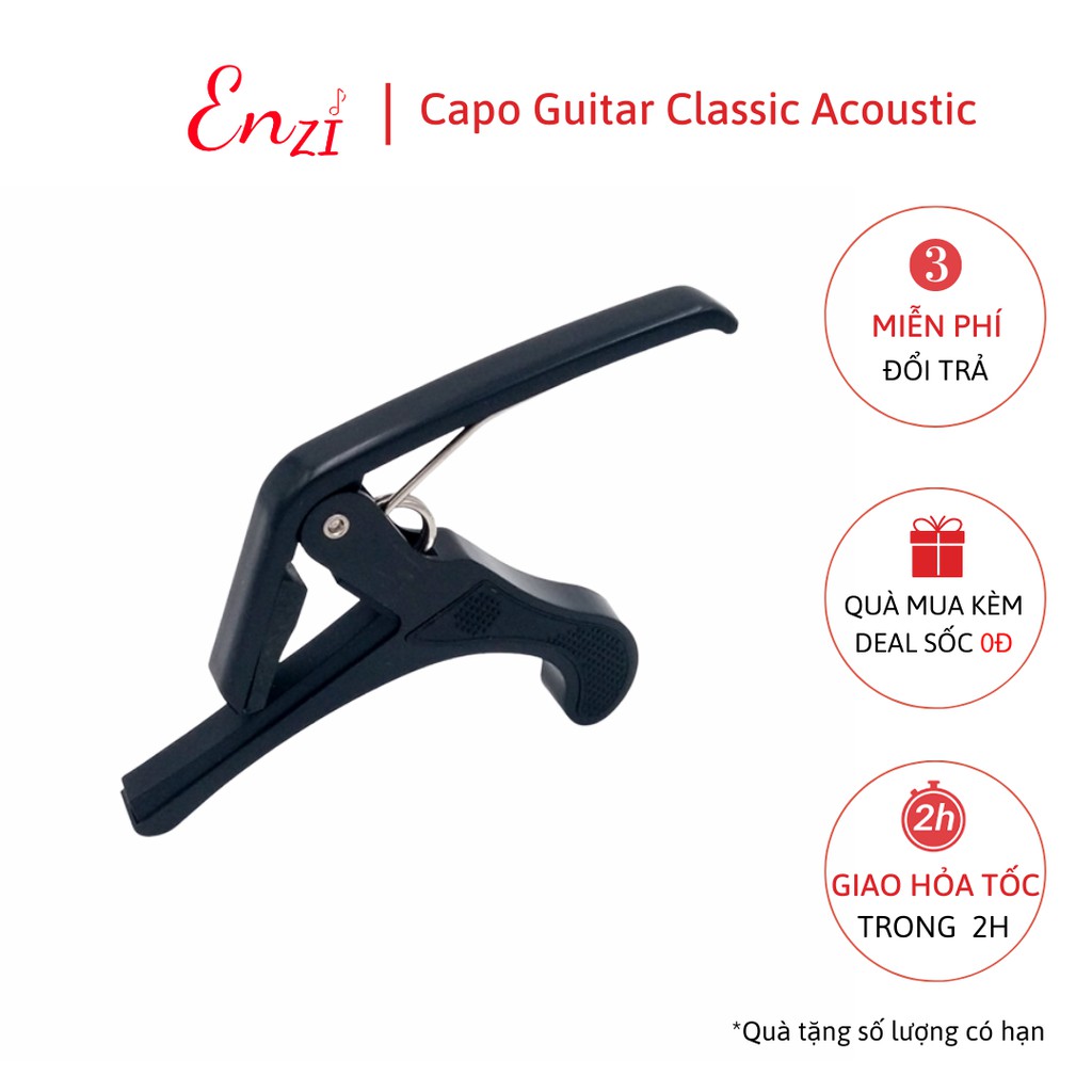 Capo đàn guitar classic acoustic Enzi lên dây chuyên nghiệp màu Đen hợp kim chắc chắn ghi ta