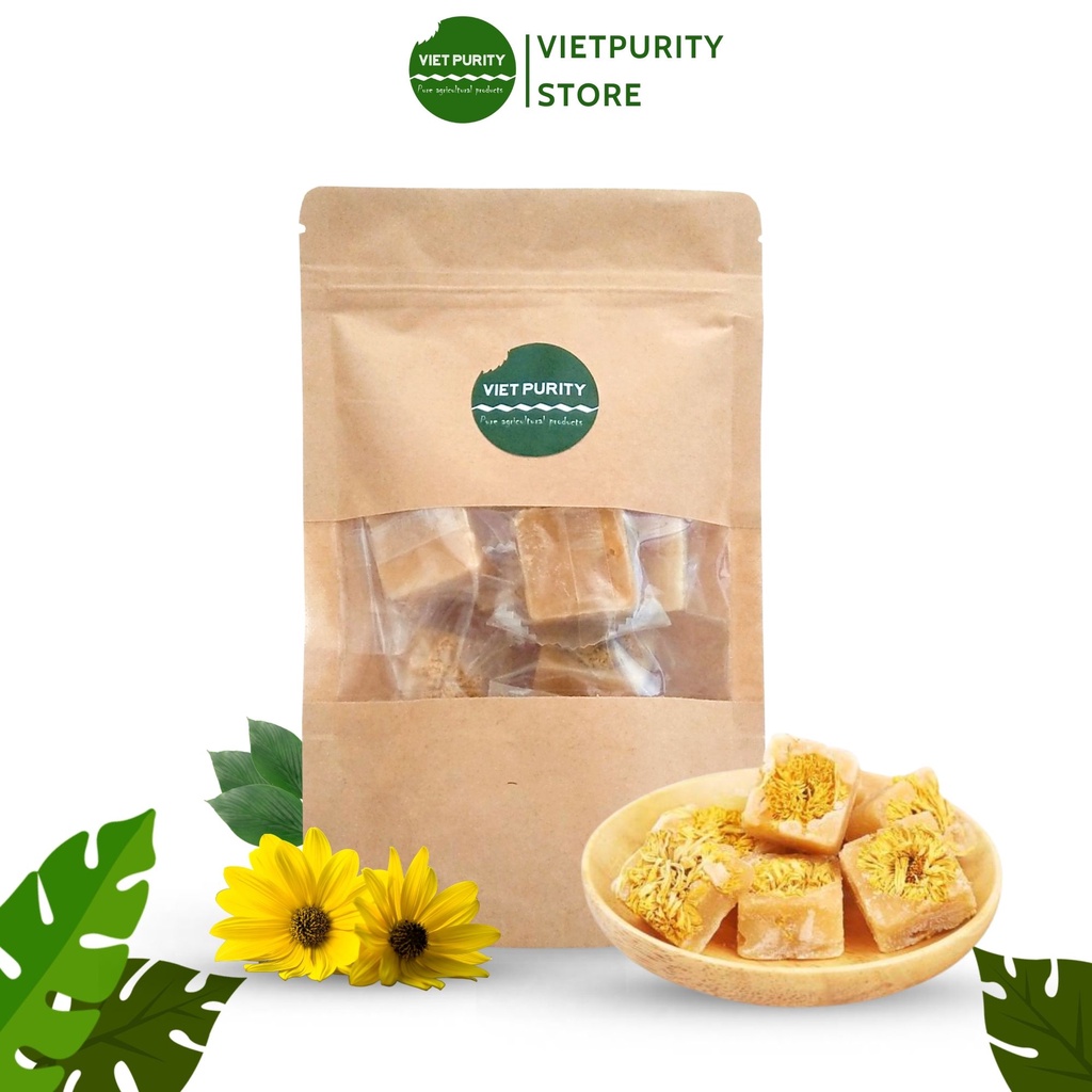 Trà hoa cúc đường phèn mật ong Vietpurity túi zip 3 viên - Thanh nhiệt, mát gan
