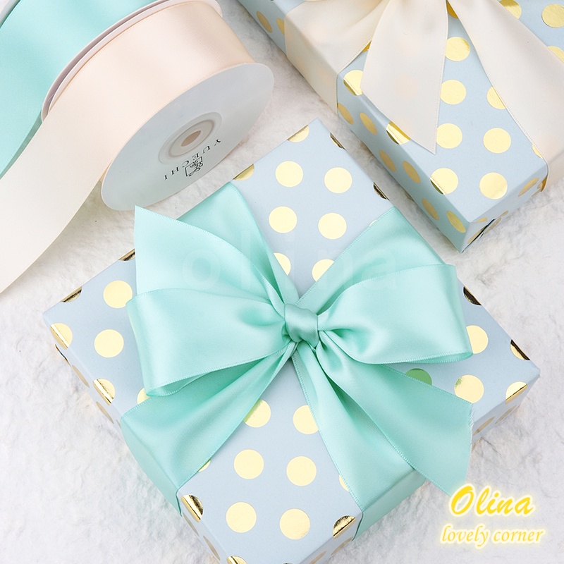 Cuộn Dây Ruy Băng Hai Mặt Bằng Polyester Rộng 3.8cm Dài 18.2m Dùng Để Gói Quà Đám Cưới