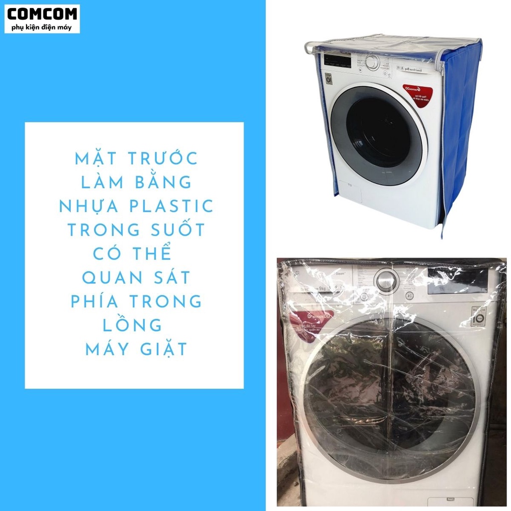Áo máy giặt cửa ngang (cửa trước) vải dù cao cấp chống nắng- nước cực tốt, vỏ bọc máy giặt đủ kích thước từ  đến 12kg