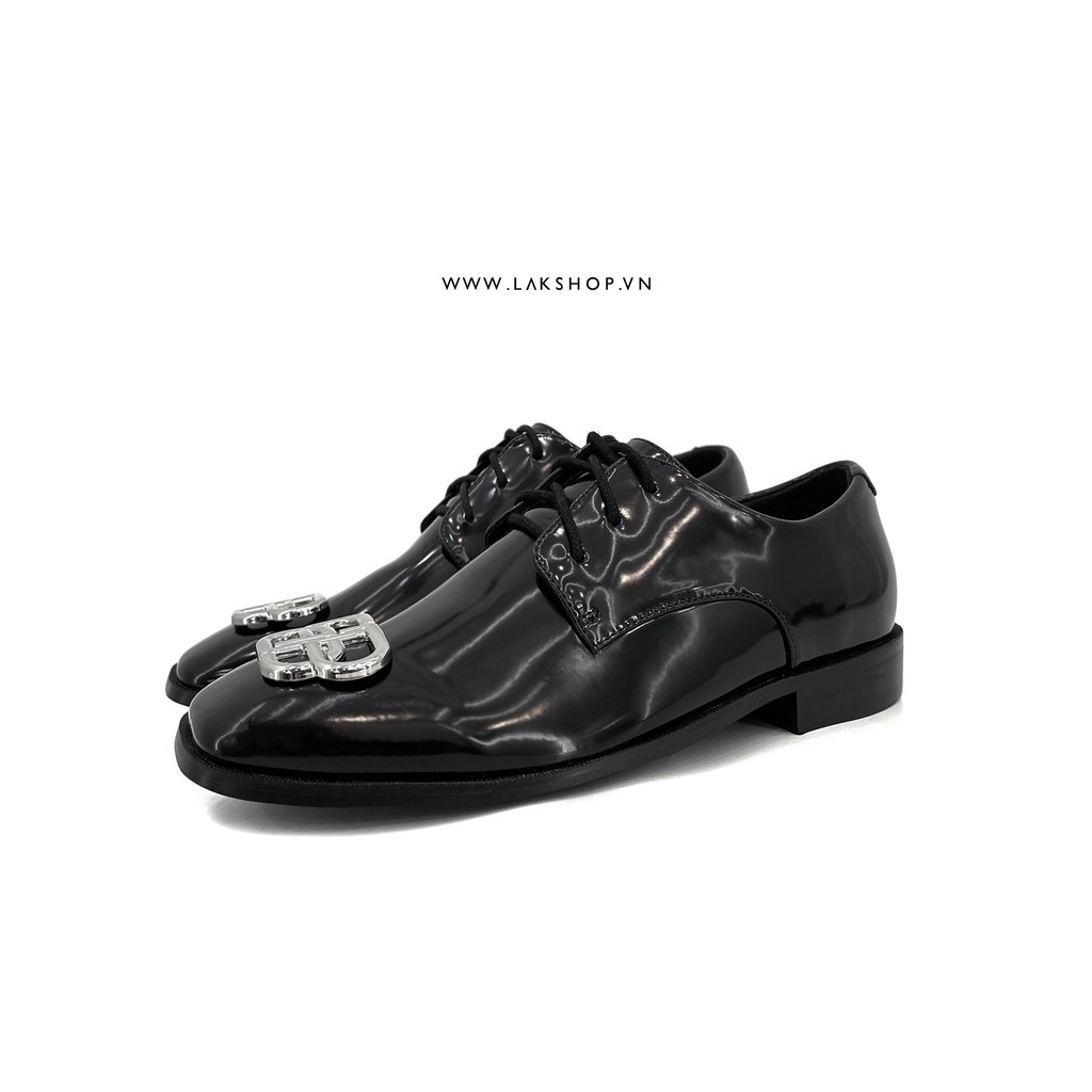 Giày nam 3lenciaga Rim BB-Logo Square-toe Leather Derby