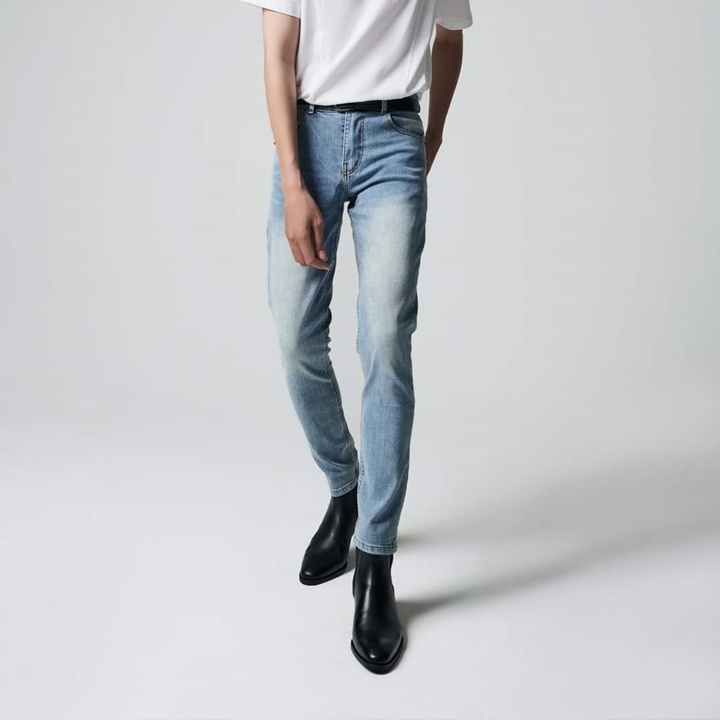 Quần jean nam rách xước cao cấp màu xanh nhạt chất bò co giãn ống đứng dáng ôm skinny DC Denim [5678] | BigBuy360 - bigbuy360.vn