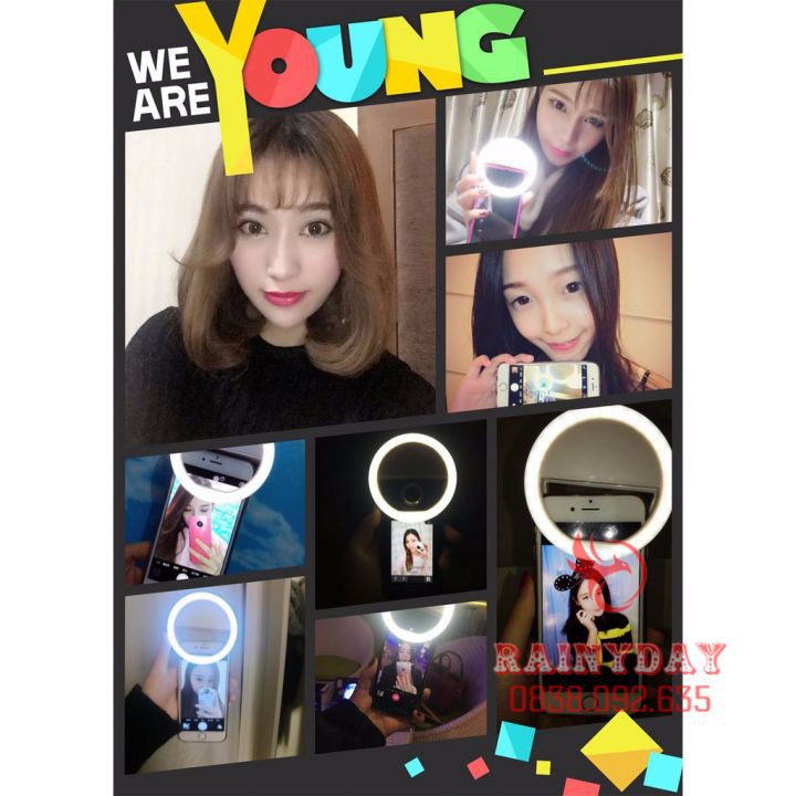 Đèn led chụp ảnh selfie tự sướng kẹp điện thoại ring light hỗ trợ quay tiktok livestream dùng pin