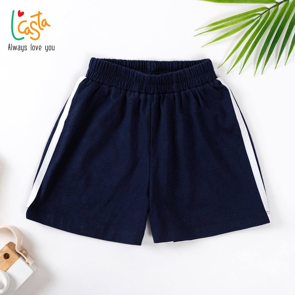 Quần short cotton thể thao bé trai phối kẻ từ 1y đến 6y L'Casta