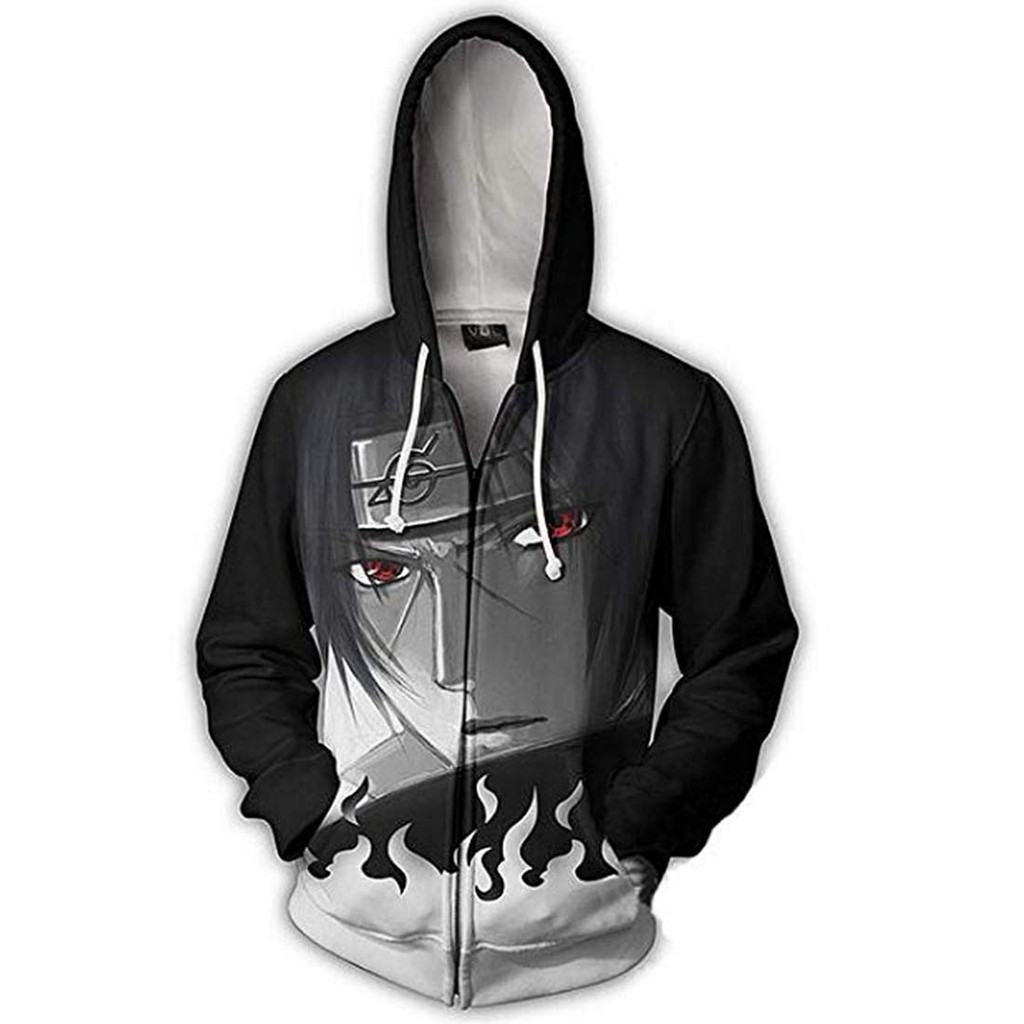 Áo khoác hoodie HUQISHA in họa tiết hoạt hình Naruto 3D thời trang cho nam nữ