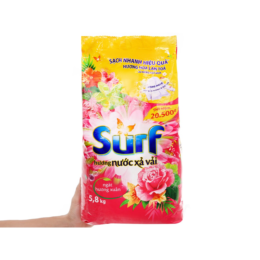 Bột giặt Surf hương nước xả vải túi 5kg8