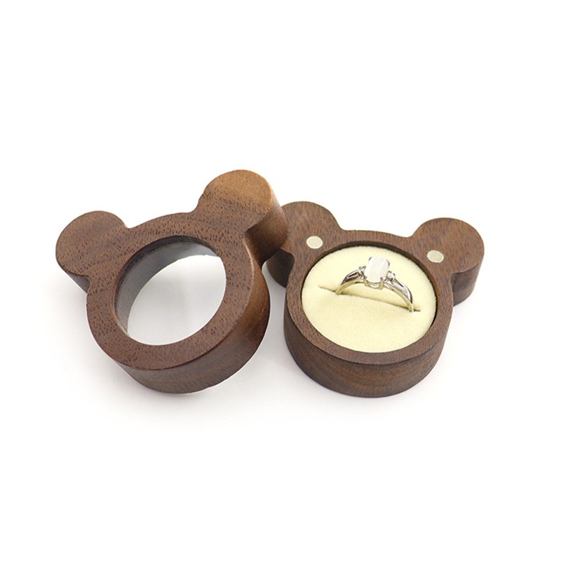 Hộp Đựng Nhẫn Cưới Hình Gấu Hoạt Hình Phong Cách Cổ Điển