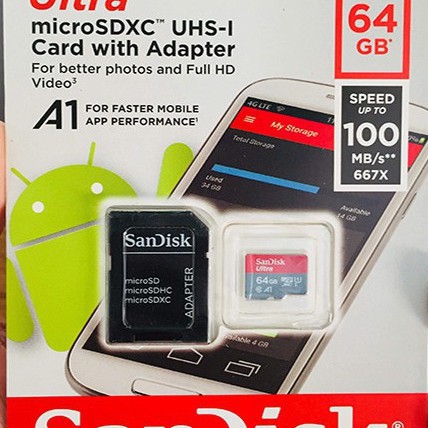 Thẻ SanDisk Ultra A1 64G [Chính hãng-bảo hành đổi mới]