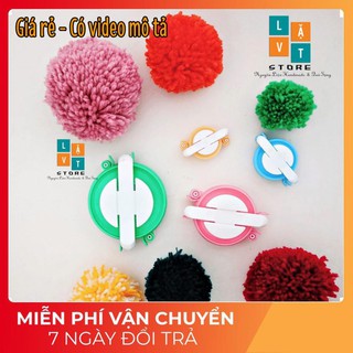 Dụng cụ làm cục pom pom 4 món - làm cục bông - pom pom makero