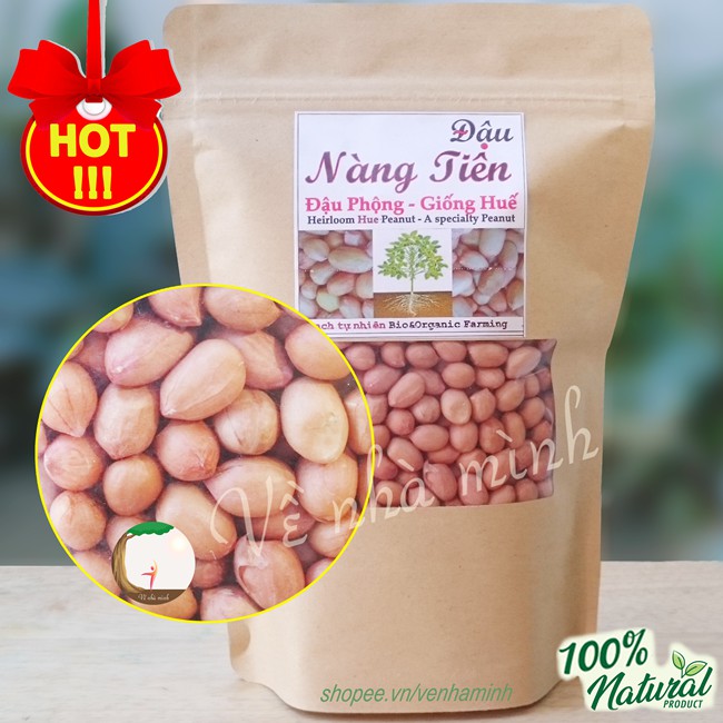 HẠT ĐẬU PHỘNG HUẾ SẺ THUẦN CHỦNG HỮU CƠ TỰ NHIÊN 100% ( Hạt lạc sống ) 400g nguyên vỏ dùng rang, nấu sữa, kẹo đậu phộng