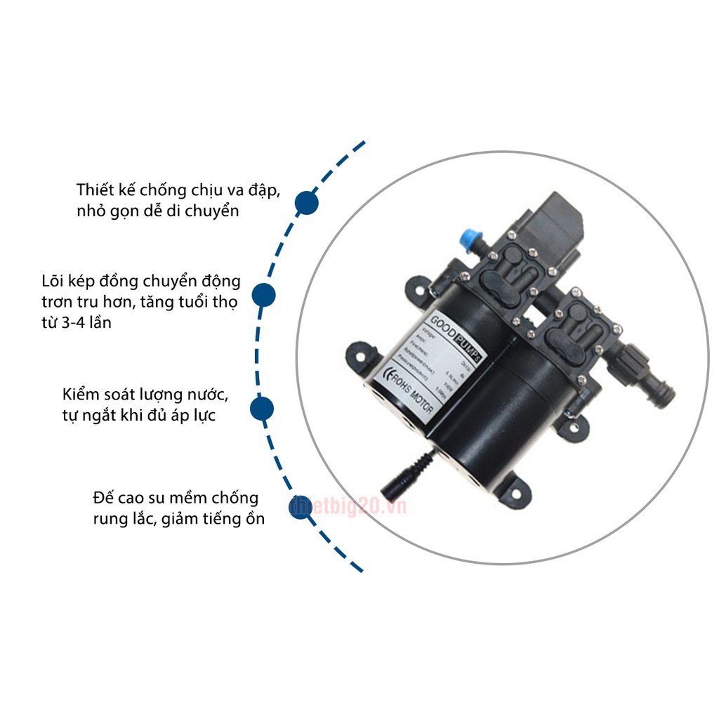 Máy tăng áp rửa xe 12V, máy rửa xe, sân vườn, nhà cửa mini 12v GP-12B