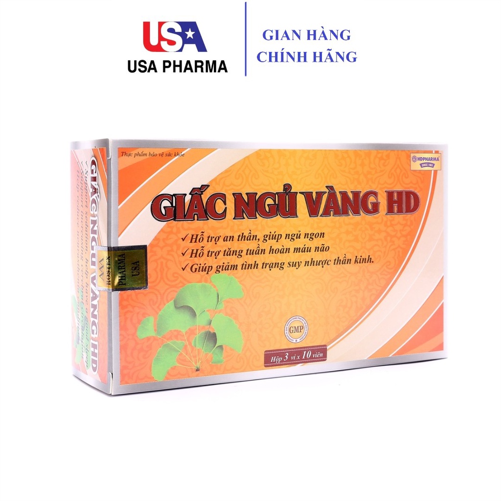 Viên uống ngủ ngon thảo dược Giấc Ngủ Vàng HDPHARMA giảm mất ngủ - 30 viên [Giấc Ngủ Vàng HD Vàng]