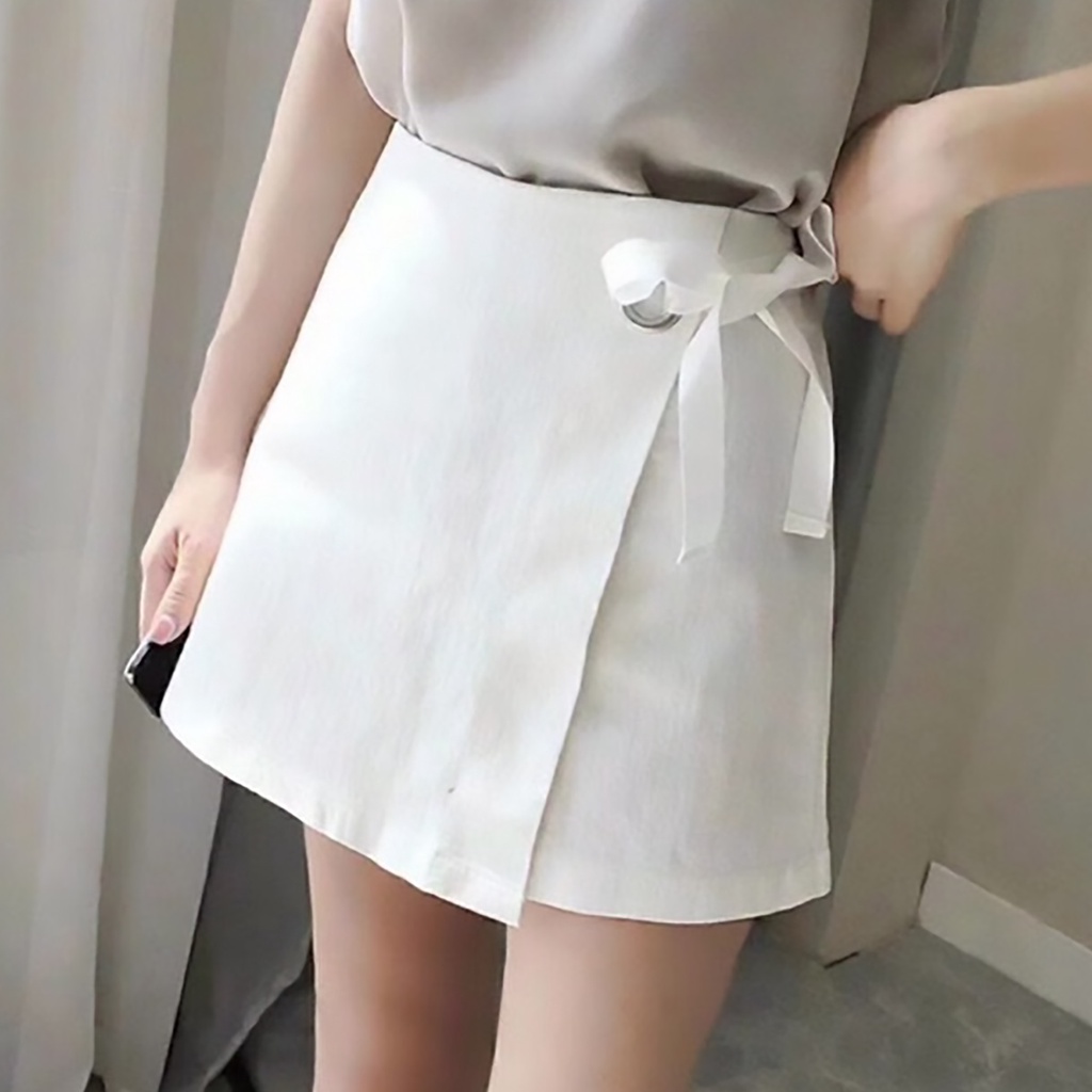 Quần Giả Váy - Váy A Công Sở Vạt Chéo Phối Nơ Xinh Rosa