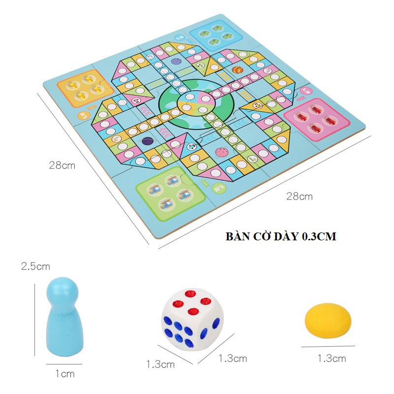 Đồ chơi Bộ cờ cá ngựa + bộ cờ vây (cờ caro) 2 in 1 cho bé KB216011