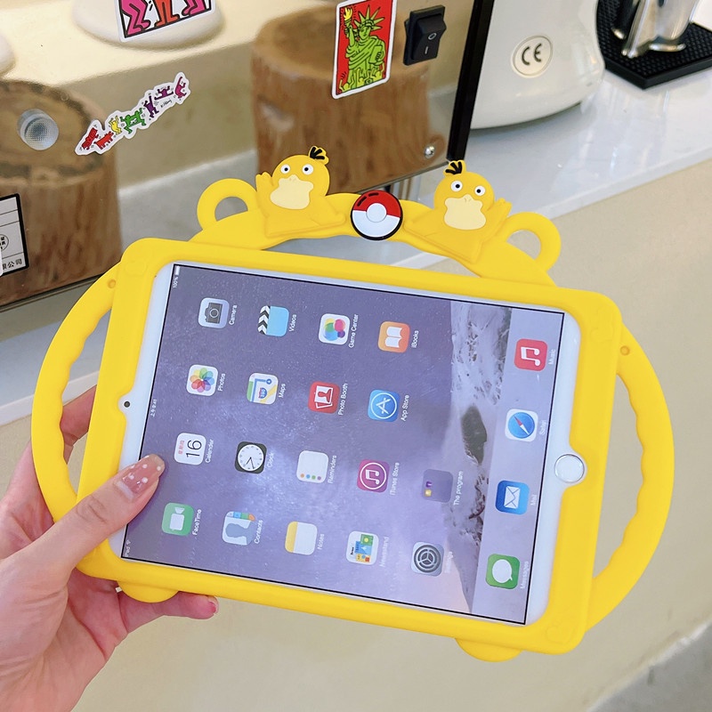 For Samsung Galaxy Tab A8 10.5 2021 SM-X200 X205 Psyduck Pattern Soft Silicone Case With Stand Cartoon Shockproof Tablet Cover