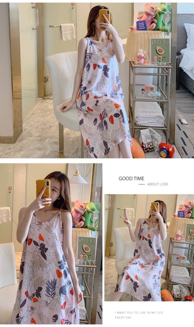[Sẵn]Váy 2 Dây Chất Liệu Vải Lanh Hoạ Tiết Dáng Suông Dài Siêu Mát Freesize 45-67kg | WebRaoVat - webraovat.net.vn