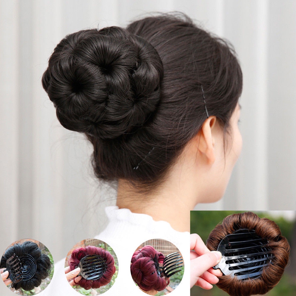 Búi tóc giả xoăn đính đá sành điệu dành cho nữ