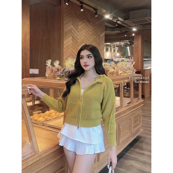 Áo khoác len có nón kéo khóa hàng QC!