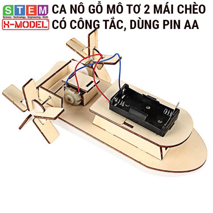 H67 Đồ chơi thông minh STEM Ca nô gỗ mô tơ mái chèo X-MODEL ST68 đi được trên nước cho bé, Đồ chơi trẻ thơ 4 AO39