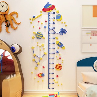 Tranh dán tường mica, decal - thước đo chiều cao vũ trụ dán trường mầm non