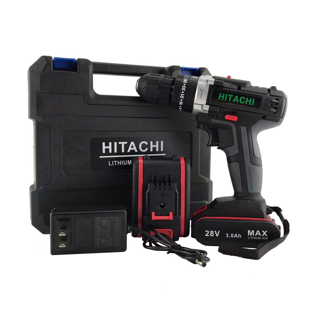 Khoan pin HITACHI 28v có búa bộ 2 pin đầy đủ