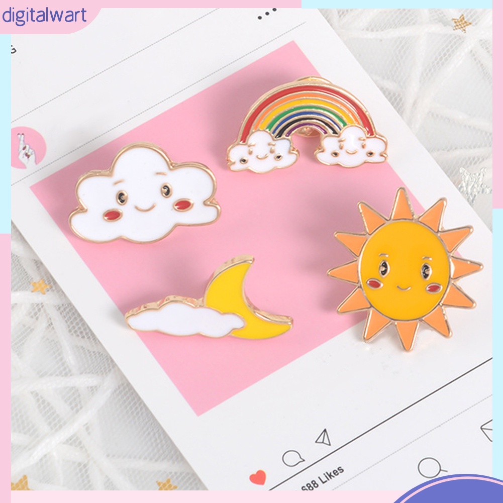 Huy hiệu cài áo họa tiết mặt trăng và mặt trời hoạt hình đáng yêu