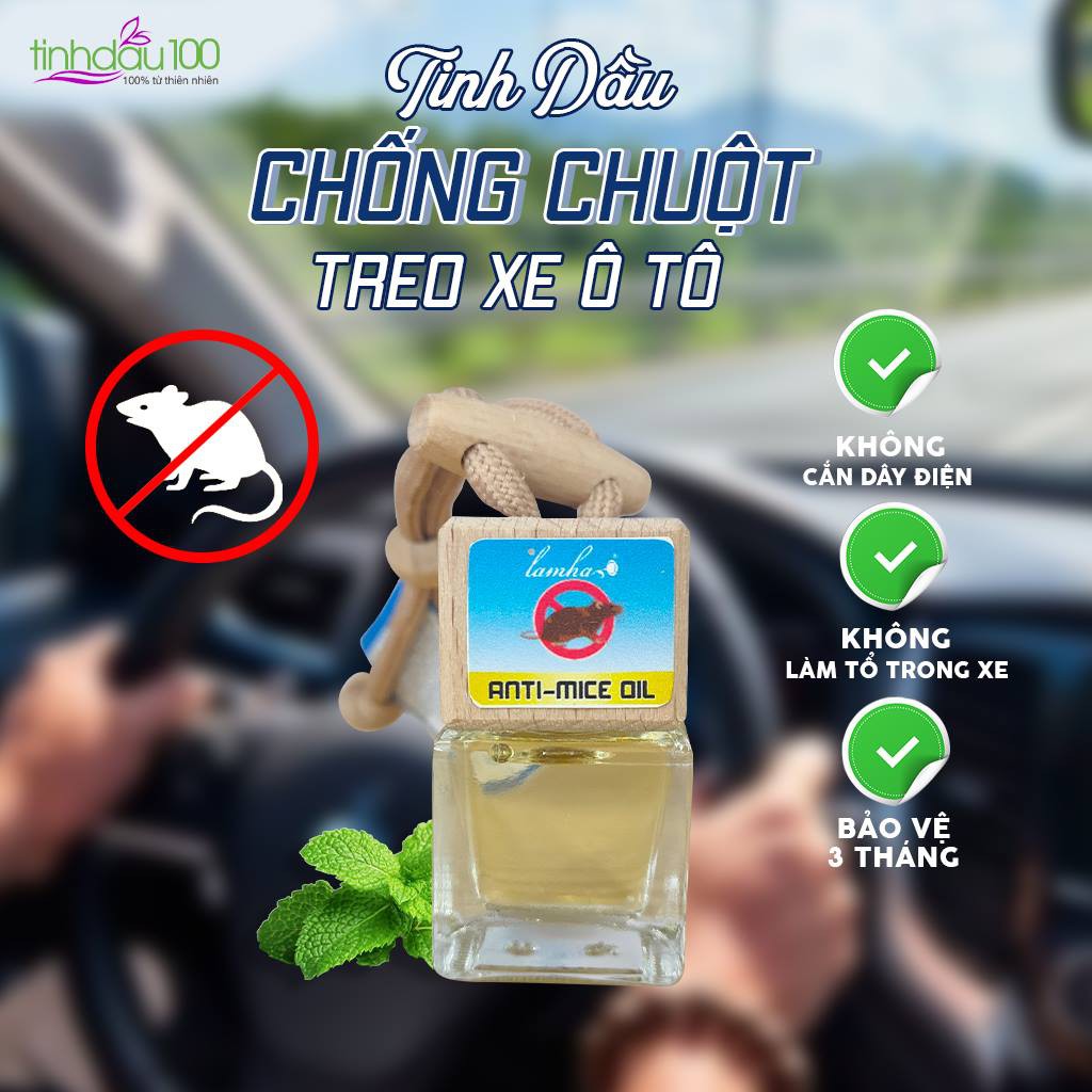 Tinh dầu chống chuột treo xe ô tô Lam Hà hương bạc hà 7ml Tinh Dầu 100 Shop