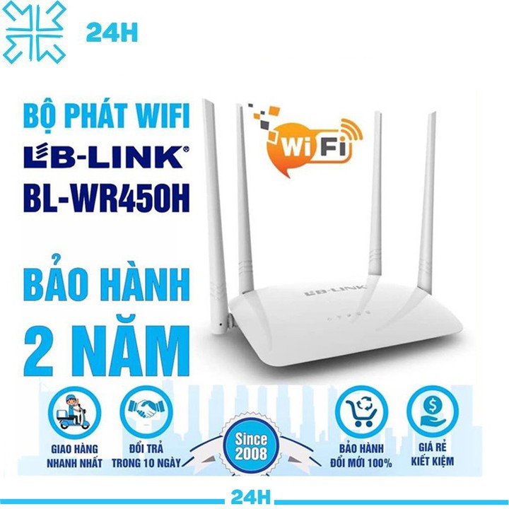 Bộ phát sóng Xuyên Tường 4 râu Wifi LB-LINK BL-WR450H| Bh 24 Tháng| Chính Hãng LBlink Việt Nam Phân Phối