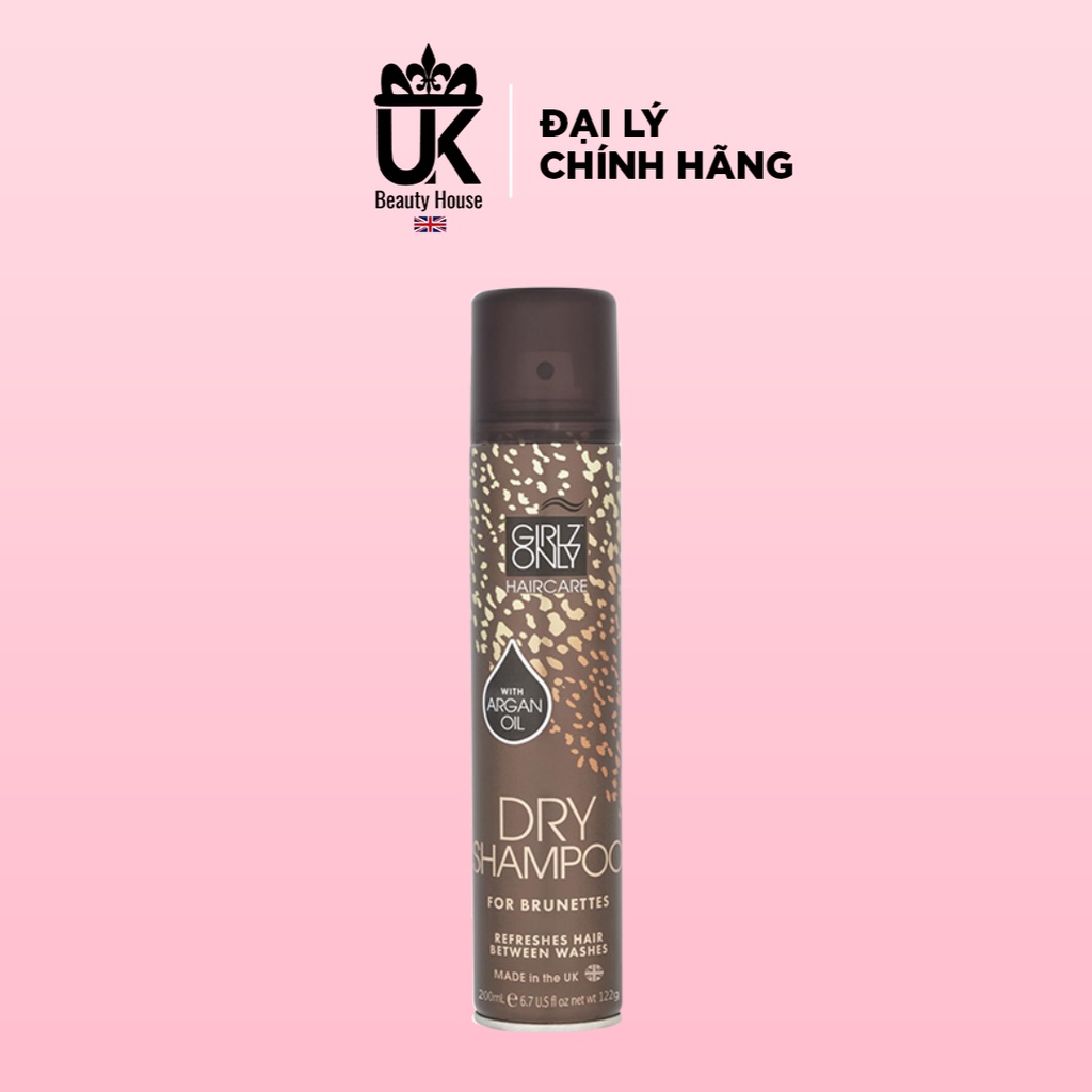 Dầu Gội Khô Girlz Only Dry Shampoo For Brunette Nâu Hỗ Trợ Làm Phồng Tóc 200ml