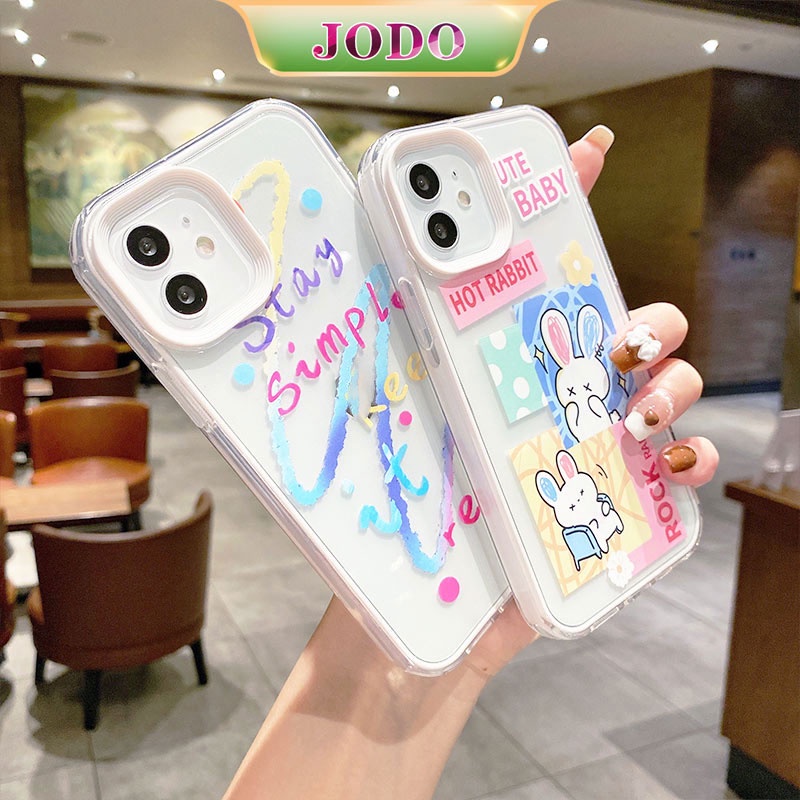 Ốp Điện Thoại Mềm Chống Sốc 3 Trong 1 Hình Thỏ Dễ Thương Cho iPhone 13 12 11 Pro Promax 7 8 Plus X XR XSMax SE