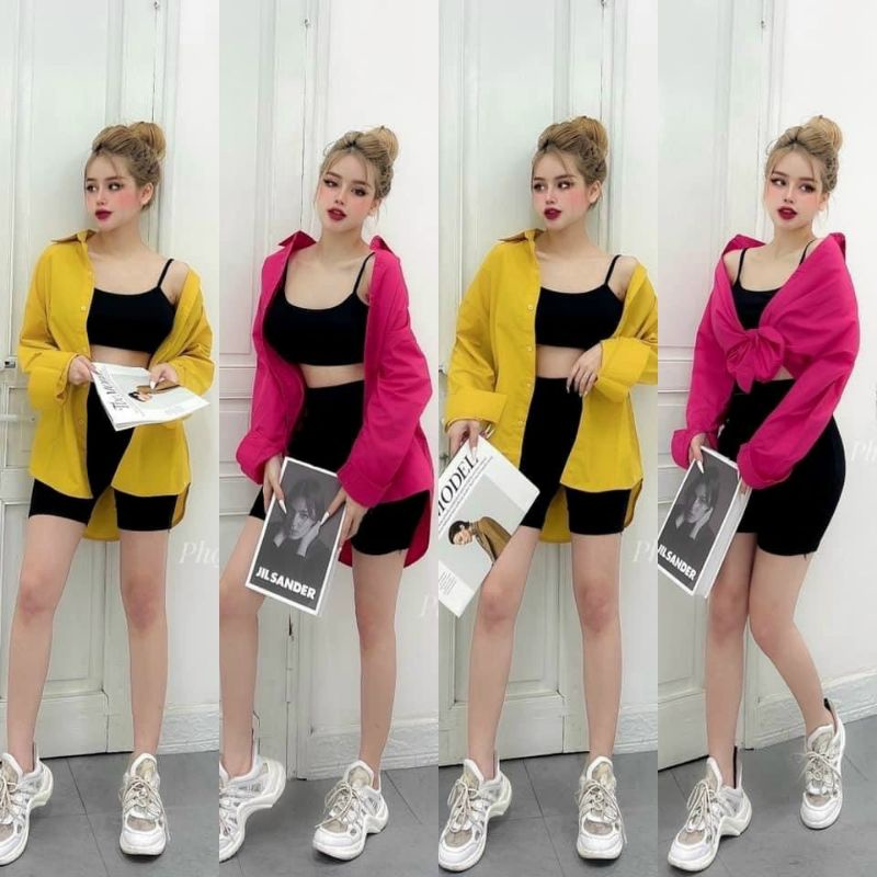 Áo sơ mi phôm rộng Full màu vải Kate mịn đẹp ❤