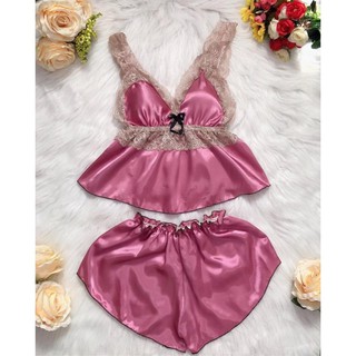 Đồ bộ mặc nhà👉Free Ship👉 Đồ bộ lụa satin 2 dây [Được kiềm tra hàng trước khi nhận]