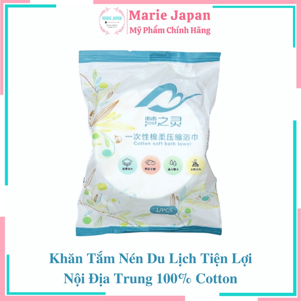 Khăn Tắm Nén Du Lịch Tiện Lợi Nội Địa Trung 100% Cotton