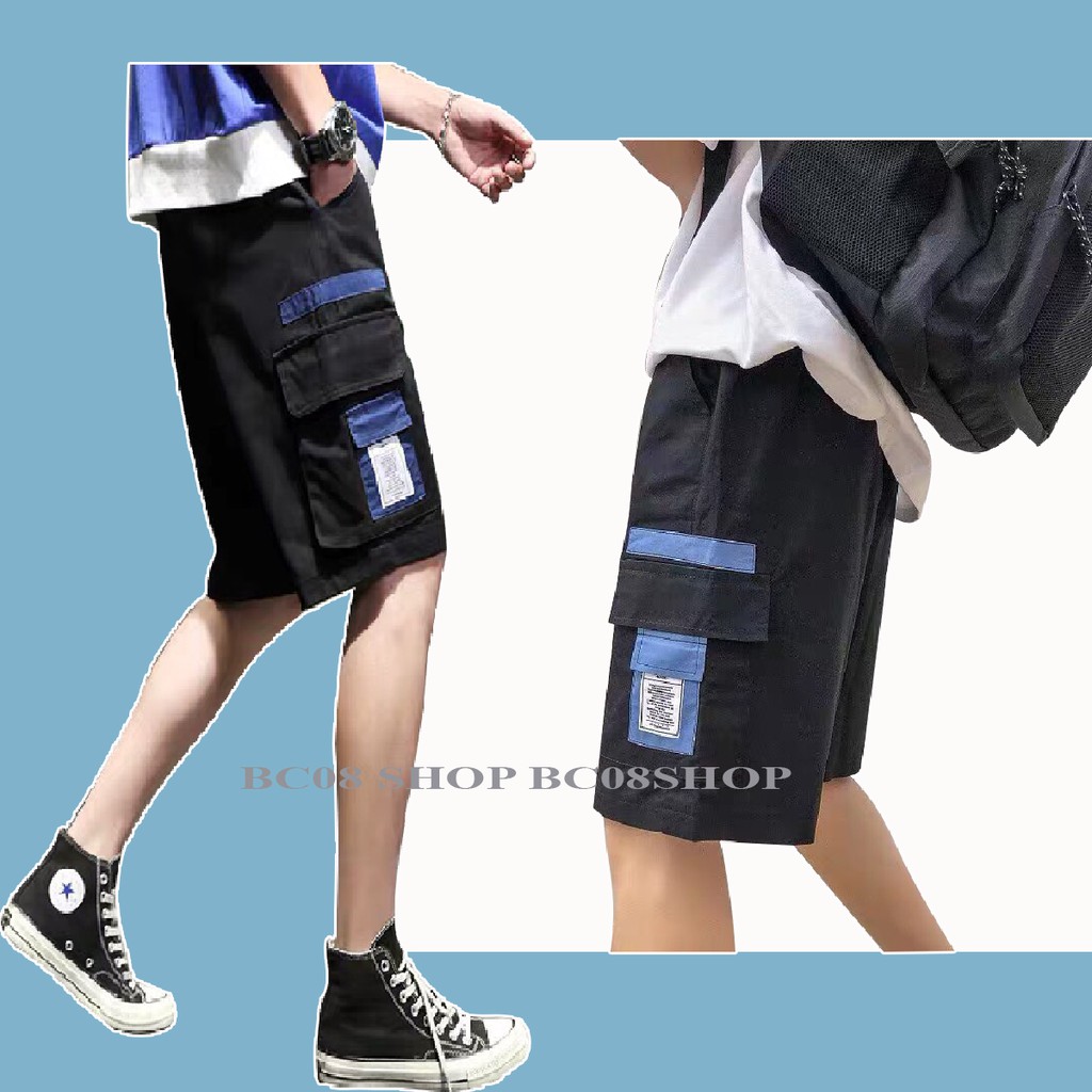 Quần short Túi Hộp In chữ xanh Unisex Zoozoo_unisex