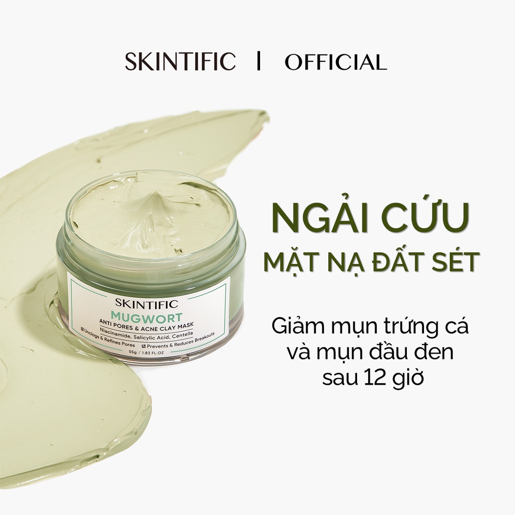 Mặt nạ đất sét ngải cứu giảm mụn SKINTIFIC 55g (đơn lẻ)