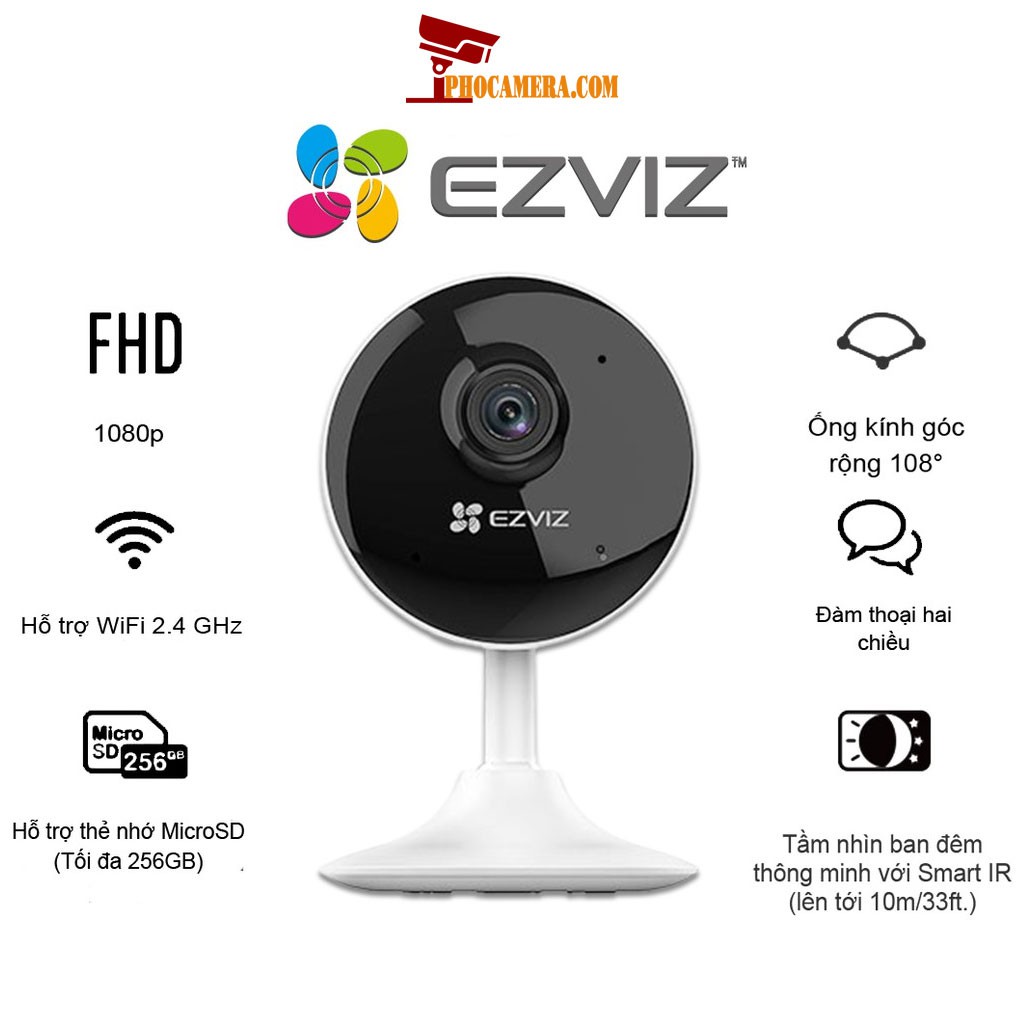 Camera Wifi Không Dây EZVIZ C1C-B Full HD 1080P góc rộng hàng chính hãng