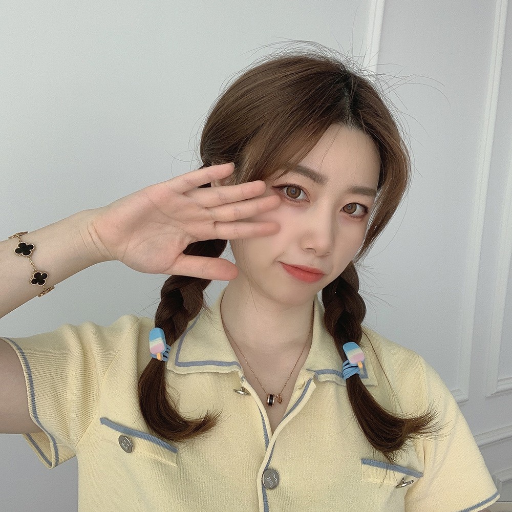 Set 2 dây cột tóc họa tiết cây kem xinh xắn cho nữ