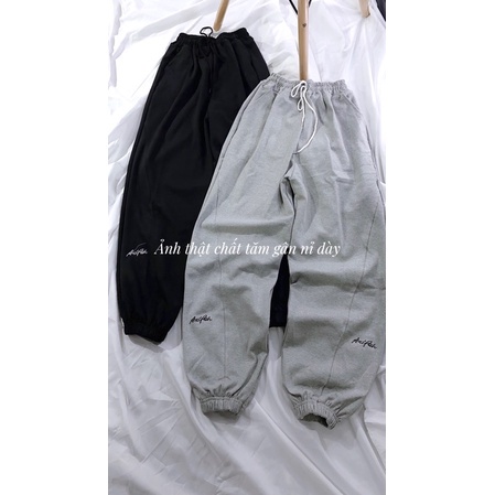 Quần Jocgger Nỉ Bo Chân Thêu Chữ Chất Nỉ Ngoại Dày Đẹp Có Size Unisex Nam Nữ Ulzzang