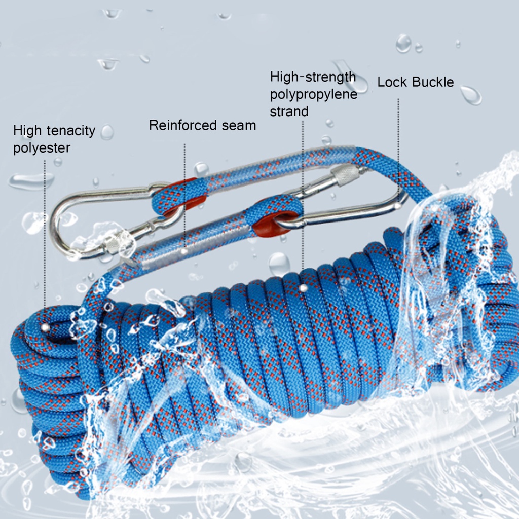 Núi Chuyên Nghiệp 20M Dây An Toàn Cứu Hộ Phụ Kiện Đi Bộ Ngoài Trời Dây Sinh Tồn Ngoài Trời Màu Xanh/Đỏ/Cam-168-DigitalVN