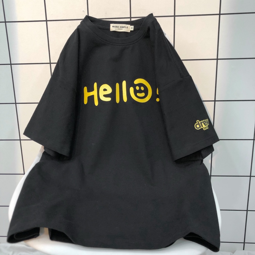 Áo Thun Tay Lỡ Unisex HELLO Vải Tici Form Rộng