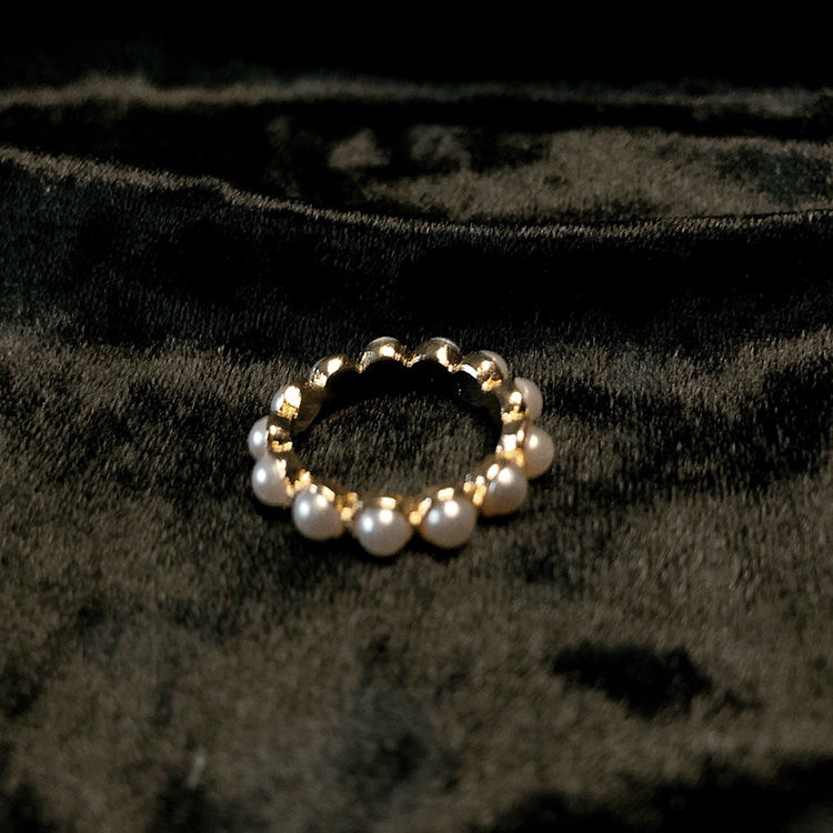 Nhẫn Đính Ngọc Trai Phong Cách Retro Hàn Quốc