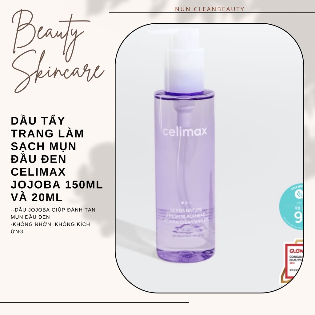 Dầu tẩy trang làm sạch mụn đầu đen CELIMAX Jojoba dung tích 150ml và 20ml