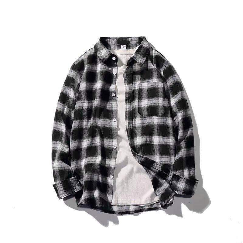 [COMBO] ÁO SƠ MI FLANNEL CARO TẶNG ÁO THUN TRẮNG