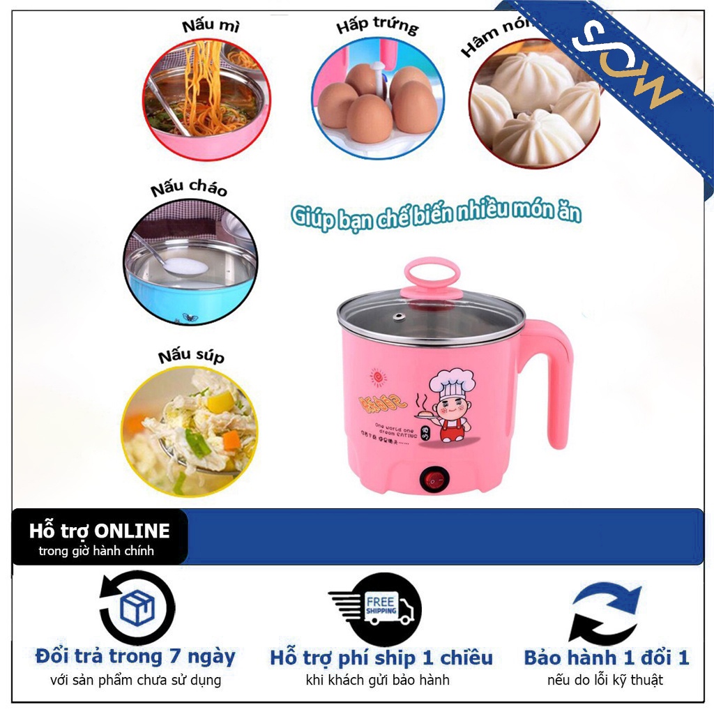 Nồi Lẩu, Ca Nấu Mì Siêu Tốc 18Cm Mini Đa Năng, Chiên, Hấp, Lẩu, Rán Siêu Tiện Dụng, Dụng Cụ Nấu Ăn Văn Phòng Tiện Ích