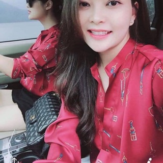 Áo lụa đỏ zara auth