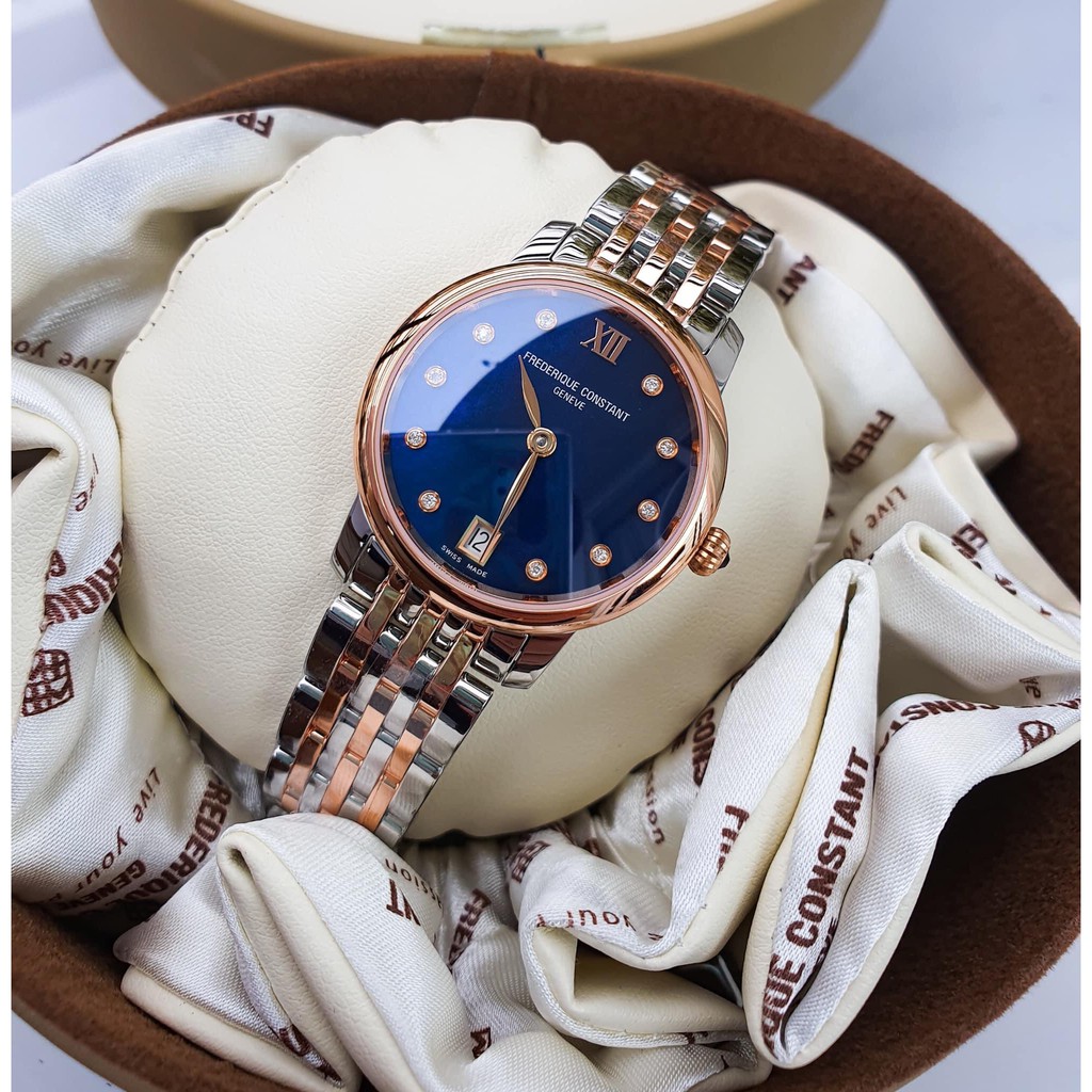 Đồng hồ nữ chính hãng Frederique Constant Slimline FC-220MPND1S22B - Máy Quartz Pin Thụy Sĩ - Kính Sapphire