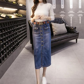 Chân Váy Jean Dáng Dài Phong Cách Cao Bồi Thời Trang Xuân Thu