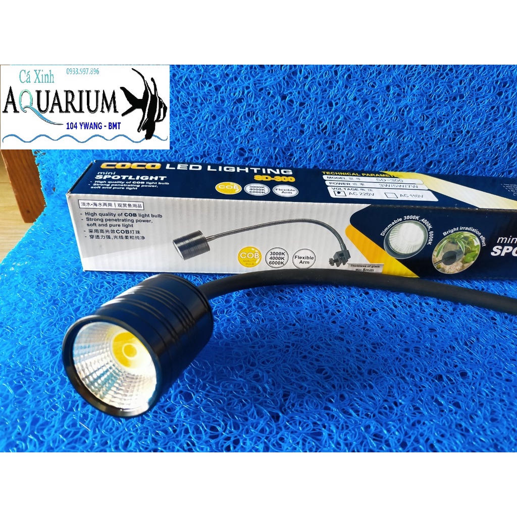 Đèn rọi 5w siêu sáng cho hồ cá, 3 chế độ màu SD 300