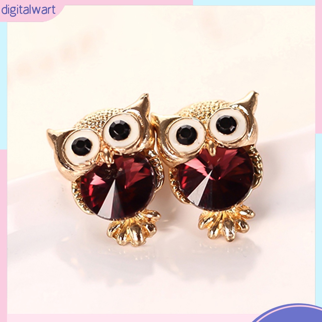 Dg✌❤ Bông Tai Hình Chim Cú Đính Đá Bằng Hợp Kim Thời Trang Dự Tiệc